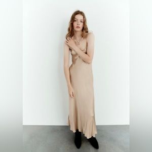 Zara satin effect cut out dress